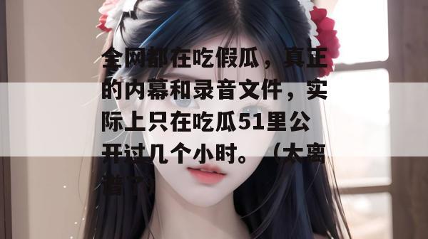 全网都在吃假瓜，真正的内幕和录音文件，实际上只在吃瓜51里公开过几个小时。（太离谱了）